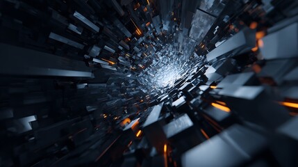 Canvas Print - a futuristic abstract tunnel background with geometric shapes, showcasing a sense of speed and motio