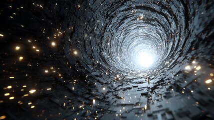 Canvas Print - abstract dark tunnel with light at the end, futuristic and technological background, motion design w