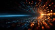 © Takalar - Digital tunnel effect with orange and blue glowing particles