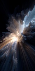 Canvas Print - abstract explosion of light and energy in a dark background, creating a dynamic and radiant burst wi