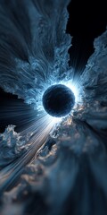 Canvas Print - abstract sphere of energy and light in a dark background, creating a dynamic and radiant burst with 