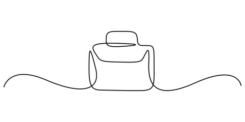Continuous one line drawing of a briefcase, minimalist vector single line art for business and career. Doodle vector illustration