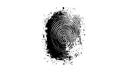 Wall Mural - one black fingerprint on white background. human fingerprint on a clean white background. simple and