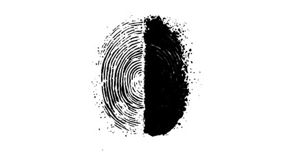 Wall Mural - one black fingerprint on white background. human fingerprint on a clean white background. simple and