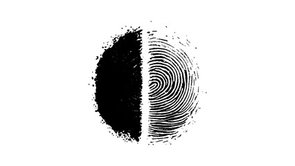 Wall Mural - one black fingerprint on white background. human fingerprint on a clean white background. simple and
