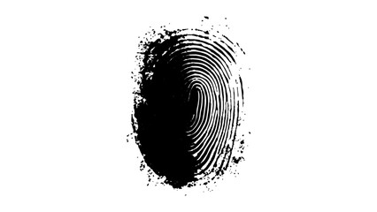 Wall Mural - one black fingerprint on white background. human fingerprint on a clean white background. simple and