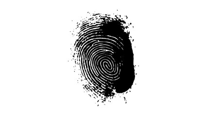 Wall Mural - one black fingerprint on white background. human fingerprint on a clean white background. simple and