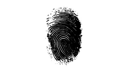 Wall Mural - one black fingerprint on white background. human fingerprint on a clean white background. simple and