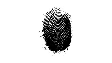 Wall Mural - one black fingerprint on white background. human fingerprint on a clean white background. simple and