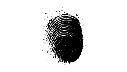 Wall Mural - one black fingerprint on white background. human fingerprint on a clean white background. simple and