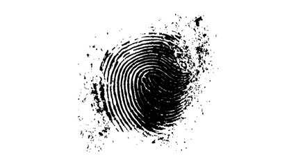 Wall Mural - one black fingerprint on white background. human fingerprint on a clean white background. simple and