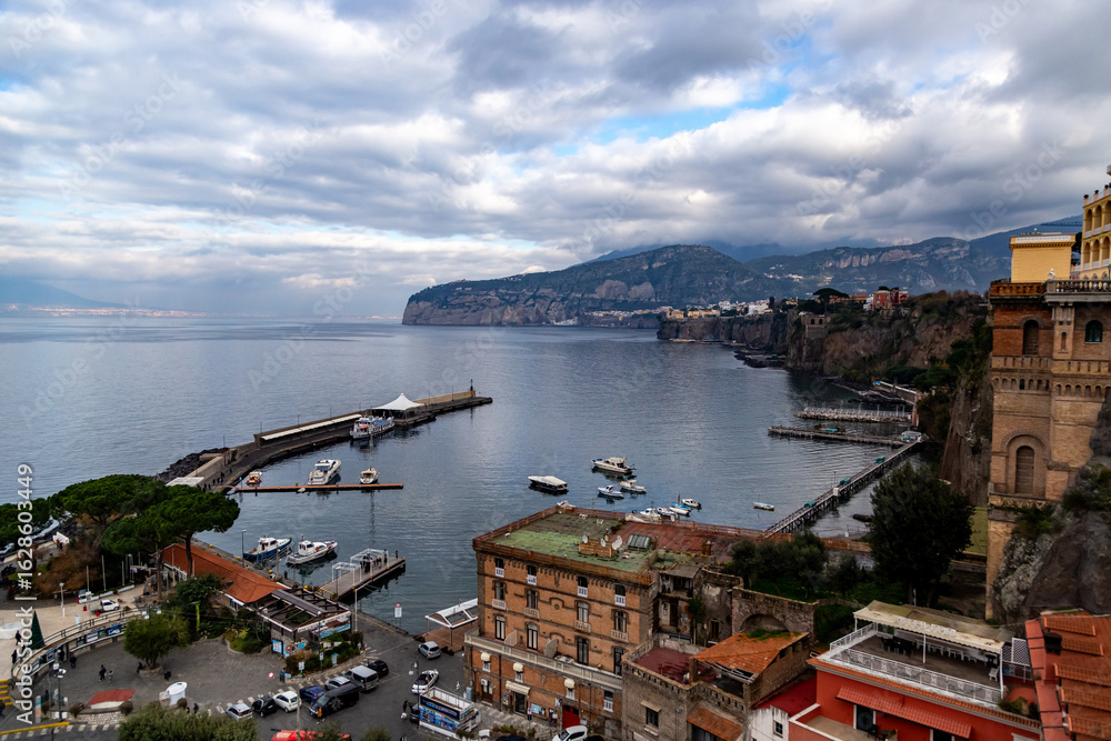 Sorrento coast, Italy. Panoramic realistic view of Sorrento city in the ...