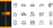 © AL AMIN - Collection of Online Food Ordering and Delivery Icons Representing Convenience and Modern Lifestyle Services in Vector Format