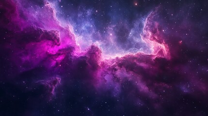 Wall Mural - vivid pink and blue nebula in outer space with stars.