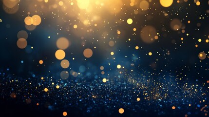 Abstract gold and blue glitter bokeh background. (2)