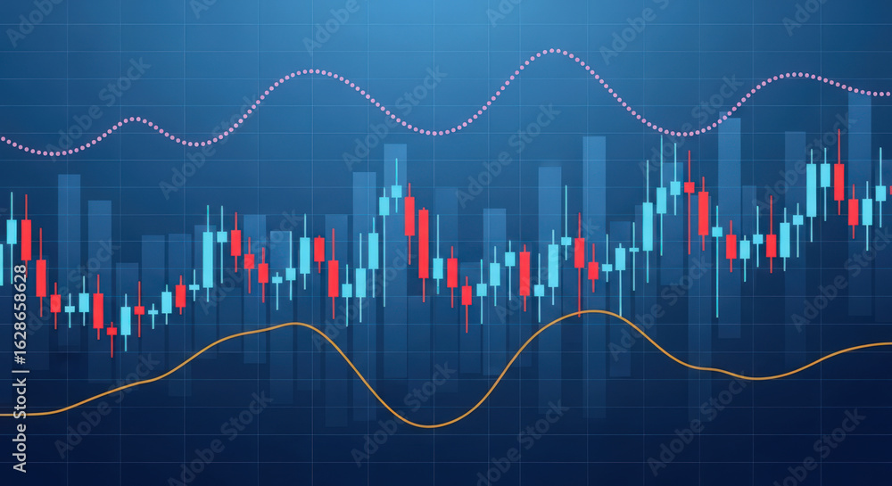 Стокове фото Dynamic Stock Market Analysis A Complex Chart Displaying ...