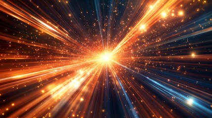 Wall Mural - abstract light streaks radiating from a central point, resembling a starburst or cosmic explosion.