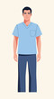 © Steven - Young male doctor or nurse character wearing a medical uniform. Vector illustration of a healthcare professional.