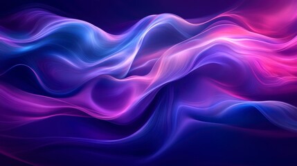 Wall Mural - abstract flowing neon pink, blue, purple waves.