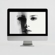 © Sadman - Computer screen showing half face portrait with black and white paint effect