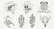 © LuazaAkter - Vector art of western cowboy and cowgirl tattoo style illustration set