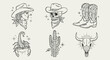 © LuazaAkter - Vector art of western cowboy and cowgirl tattoo style illustration set