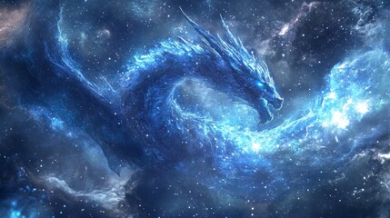 Wall Mural - a celestial dragon made of stardust flying through space