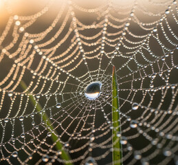 spider web with dew drops