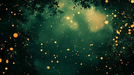 Wall Mural - a minimalist deep forest green background with golden specks