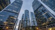 © galerymaregi - Modern Glass Skyscrapers Under Blue Dusk Sky