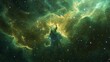 © kamral - A high-resolution green nebula with sparkling stars