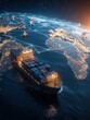 © Johannes - ai and global logistics concept with world map supply chain network and container ship for importexport
