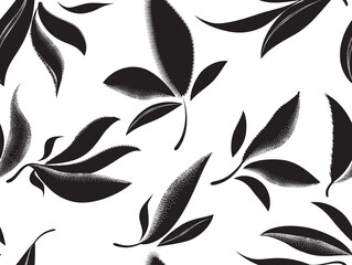 Wall Mural - Floral seamless pattern. Branch with leaves Flourish nature summer garden textured background