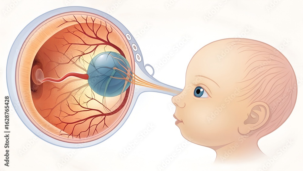 ภาพถ่าย Stock Infant eye development — early stages of retinal ...
