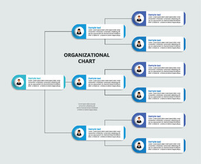 Wall Mural - corporate organizational chart with business avatar icons. business hierarchy infographic elements