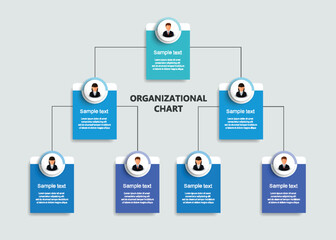 Wall Mural - corporate organizational chart with business avatar icons. business hierarchy infographic elements