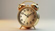 © Friedbert - Golden vintage alarm clock with twin bells on a neutral background, symbolizing time and punctuality