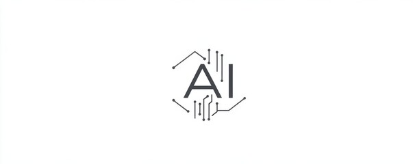 Wall Mural - logo of ai chip design with circuit board elements symbolizing technology and innovation