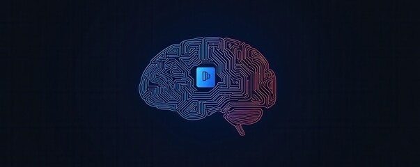 Wall Mural - futuristic brain circuit graphic representing artificial intelligence and digital thinking