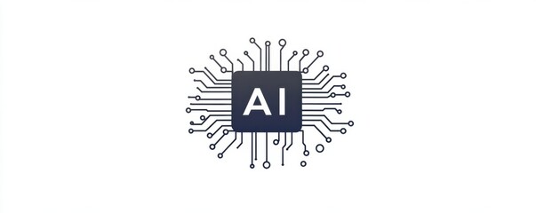 Wall Mural - logo of an ai chip with circuit board design elements, showcasing simplicity and modern technology f