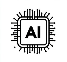 Wall Mural - logo of ai chip illustrating artificial intelligence technology with circuit design on a white backg