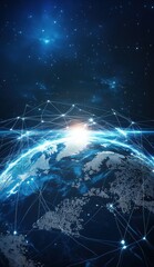 Wall Mural - sleek digital globe displaying global network connections across continents, depicting the interconn