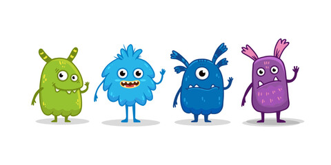 Wall Mural - set of cartoon monsters. Cute monster in flat style. Kids funny character design for posters, cards, magazins. Vector illustration
