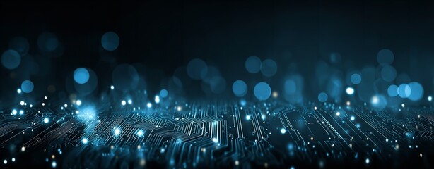 Circuit board shines with futuristic light, reflecting advanced technology trends