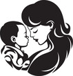 © rohit - Elegant Woman Cradling Infant Vector Logo Icon Vector Logo Woman Holding Baby Silhouette Black
