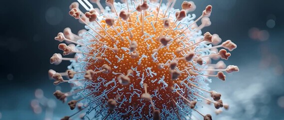 Wall Mural - anamorphic video virus particle being manipulated by microscopic tools. suggesting themes of scienti