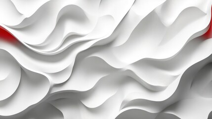 Wall Mural - abstract white waves, red accents, digital art, background texture, website design