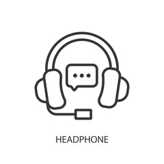 Sticker - headphone thin line vector icons.