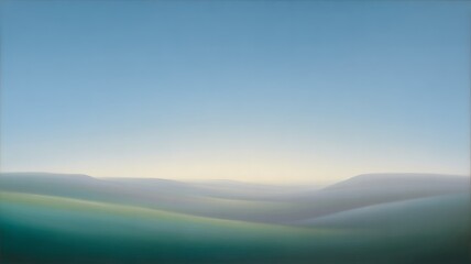 Wall Mural - abstract landscape of rolling hills under a soft blue and yellow sky nature