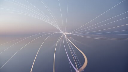 Canvas Print - Abstract Light Trails Converging in a Futuristic Network Pattern lines streaks